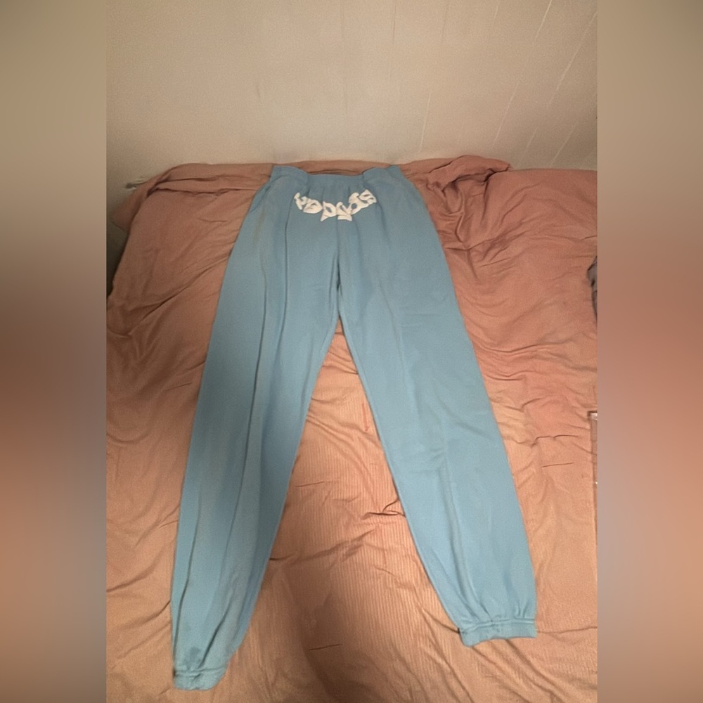 Blue Sweatpants with White Logo